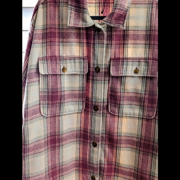 Banana Republic Pink and Cream Plaid Jacket/Shacket NWOT - Picture 4 of 8